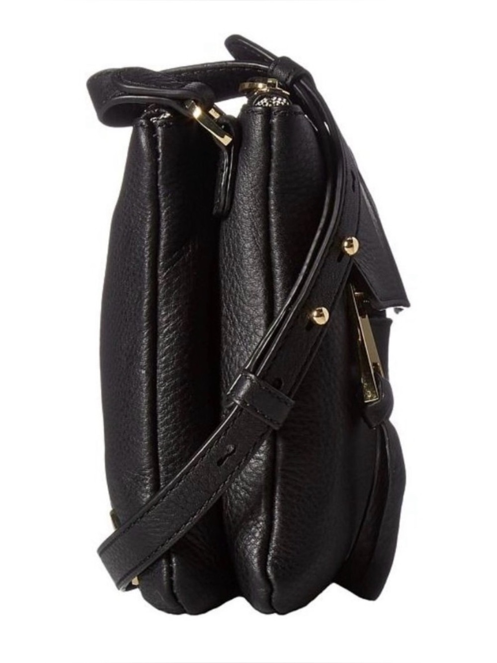 Vince Camuto Black Pebble Leather Crossbody Bag Triple Compartment Organizer - Picture 5 of 7